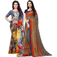 Anand Sarees Womens Bhagalpuri Georgette Blend Saree (Combo_1344_1499_Multicoloured)