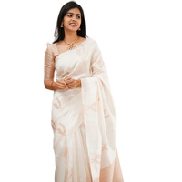 Sidhidata Textile Womens Banarasi Silk Saree with Blouse Perfect for Every Occasion (Fizzaa_Free Size) (White)