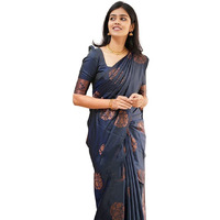 Sidhidata Textile Womens Banarasi Silk Saree with Blouse Perfect for Every Occasion (Fizzaa_Free Size) (Navy Blue)