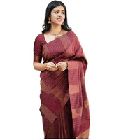 Sidhidata Textile Womens Banarasi Soft Silk Saree With Unstitched Blouse Piece (Free Size) (C Maroon)