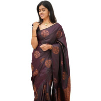 Sidhidata Textile Womens Banarasi Silk Saree with Blouse Perfect for Every Occasion (Fizzaa_Free Size) (Maroon)