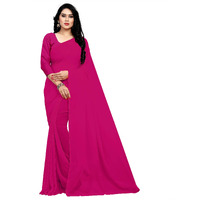 Sidhidata Textile Womens Plain Solid Pure Georgette saree With Unstitched Blouse Piece (plain wine 729__wine_Free Size)