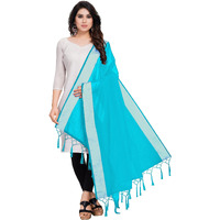 Sidhidata Textile Womens Solid Cotton Silk Dupatta With Tassels (Dup Radhe Sky Blue_Sky Blue_2.20 Mtr)