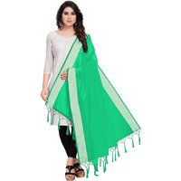 Sidhidata Textile Womens Solid Cotton Silk Dupatta With Tassels (Dup Radhe Seagreen_Seagreen_2.20 Mtr)