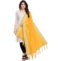 Sidhidata Textile Womens Solid Cotton Silk Dupatta With Tassels (Dup Radhe Gold_Gold_2.20 Mtr)