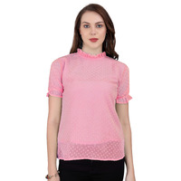 Sidhidata Tissue Fabric Premium Casual Top for Womens & Girls (Top Butty Pink_L_Pink_Large)