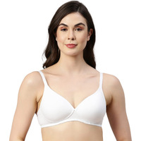 Enamor A039 Perfect Coverage Supima Cotton T-Shirt Bra- Padded Wirefree & Medium Coverage WHITE