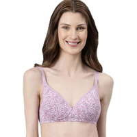 Enamor Womens Cotton Wire Free Casual T-Shirt Padded Non Wired Bra (A039_Lilac Aster_34B)