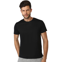 hummel Budoc Round Neck Half Sleeve Solid Regular fit Polyester T-shirt for Men Comfortable Breathable Fabric Stretchable for Everyday Use Ideal for Yoga Training Gym Running or Performance Black