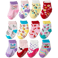 FIMALIA Non Slip Kids Toddler Socks with Grip Socks for Babies Anti Skid Socks Crawling Socks with Grippers (Color & Print May Vary) (Pack of 468 & 12 Pair