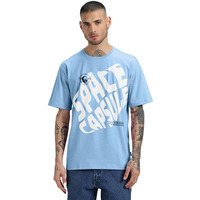 Veirdo Pure Cotton Half Sleeve Round Neck Oversized Fit Graphic Print Blue T-Shirt Men/Boys (OS_V_SPCECPSUL_BL_M) (Available in from S to 2XL)