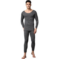 Wearslim Mens Cotton Quilted Winter Lightweight Thermal Underwear for Men Long Johns Set with Fleece Lined Soft Tailored Fit Warmer Black