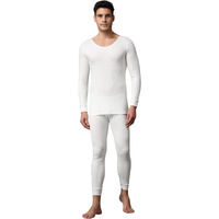 Wearslim Mens Cotton Quilted Winter Lightweight Thermal Underwear for Men Long Johns Set with Fleece Lined Soft Tailored Fit Warmer White