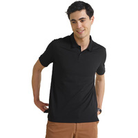 DAMENSCH Constant Mens All-Degree Thermoregulating Pique 500 Day Polo T-Shirt - 2 btn -Pack of 1-Jet Black-Large