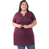 CUPID Womens Cotton Plus Size Plain Half Sleeves Long Top for Summer and Semi Summers with One Side Pocket for Ladies Solid T Shirt_ Wine_7XL