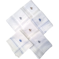 ANTONIA U Initial Handkerchief for Men Monogrammed Boxed 12 Piece Set Cotton