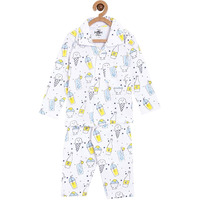 The Mom Store Soft Cotton Pajama Set Night Dress For Boys & Pyjama For Girls Combo Casual Kids Night Dress For Girls Stylish And Comfortable Sleepwear For Babies White 0 - 6 Month