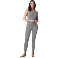 Wearslim Womens Cotton Quilted Winter Lightweight Thermal Underwear Long Johns Bottom and Spaghetti Set with Fleece Lined Soft Warmer - Grey (Size - 4XL)