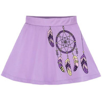 YouGotPlanB Girls Above Knee Dream Catcher Skater Skirt | Soft & Breathable Fabric | No-Mark Elastic | Casual Wear 10 Years to 12 Years Purple