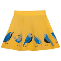 YouGotPlanB Girls Above Knee Song Birds Skater Skirt | Soft & Breathable Fabric | No-Mark Elastic | Casual Wear | 14 Years to 16 Years Yellow