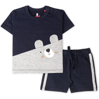 ARIEL Baby Boys & Baby girls Cotton Printed Round Neck Half Sleeve T-shirt & Short Trendy Summer Clothing Sets(AR-BHALFSS-NB-Navycross-face_Multicolor_New Born)