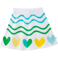 YouGotPlanB Girls Above Knee Line of Hearts Skater Skirt with Attached Inner Shorts - (SS-Hearts_White_14-16 Years)