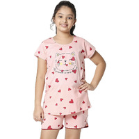 ZEYO Girls Cotton Pink Printed Pajama Set Night Suit Set Pack 5502 16-17 Years