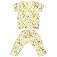 A Toddler Thing 100% Organic Muslin Sleepsuit - Oh My Deer | Yellow | Top & Pants | Size - 3-6 Months | Night Suit for Boys & Girls | Sleepwear Baby Products | Night Wear Pyjama Set | Full Cover Dress