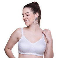 TRYLO Riza SuperFit Womens Non Wired Non Padded Dual Layered Premium Fabric Bra Available in D/E/F Cups Available in Rose Gold/Dove/Ebony/Sapphire & Ruby Color (36 DOVE 36)