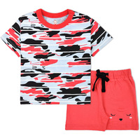 ARIEL Baby Boys & Baby girls Cotton Printed Round Neck Half Sleeve T-shirt & Short Trendy Summer Clothing Sets (AR-BHALFSS-69-STRMILCATRD_Multicolor_6-9 months)