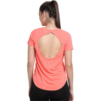 Invincible Womens Open Back Top Coral Color Small