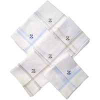 ANTONIA A to Z Initial Alphabet White Cotton Handkerchief Monogrammed Box (6 pieces) Initials Z  6pcs Free Size