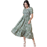 KZULLY | Elegance: Smocked A-line Midi Dress - Superior Comfort & Chic Style