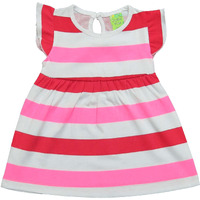 Clothe Funn New Born Knee Length Baby Girl Dress (White Stripes 5-6 Years)