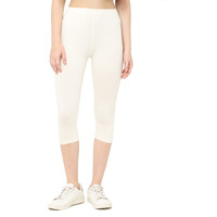 Robinbosky Premium Cotton Lycra Stretchable Capris Leggings (LCream)