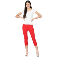 Robinbosky Premium Cotton Lycra Stretchable Capris Leggings (MRed)