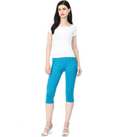 Robinbosky Premium Cotton Lycra Stretchable Capris Leggings (XLPeacockBlue)