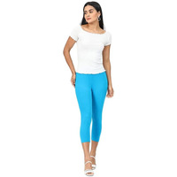 Robinbosky Premium Cotton Lycra Stretchable Capris Leggings (SBlueDanube)