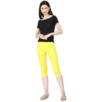 Robinbosky Premium Cotton Lycra Stretchable Capris Leggings (MLemonYellow)