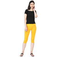 Robinbosky Premium Cotton Lycra Stretchable Capris Leggings (LTurmeric)