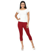 Robinbosky Premium Cotton Lycra Stretchable Capris Leggings (LMaroon)