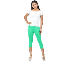 Robinbosky Premium Cotton Lycra Stretchable Capris Leggings (MParrotGreen)