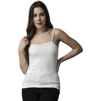 FF Thermal Warmer Spaghetti Modern Fit Top For Women Ultra Soft Sleeveless Scoop Neck Winter Inner Wear Top Johns Underwear Color - White (Size - Small) (Pack - 1)