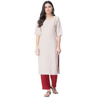 Pinkmint Kurta Set for Women Cotton Printed Straight Kurta with Pant (Pack of 1)