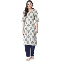 Pinkmint Kurta Set for Women Cotton Printed Straight Kurta with Pant (Pack of 1)