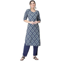 Pinkmint Kurta Set for Women Cotton Printed Straight Kurta with Pant (Pack of 1)