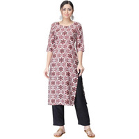 Pinkmint Kurta Set for Women Cotton Printed Straight Kurta with Pant (Pack of 1)