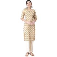 Pinkmint Kurta Set for Women Cotton Printed Straight Kurta with Pant (Pack of 1)