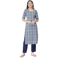 Pinkmint Kurta Set for Women Cotton Printed Straight Kurta with Pant (Pack of 1)