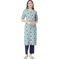 Pinkmint Kurta Set for Women Cotton Printed Straight Kurta with Pant (Pack of 1)